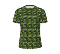 JGHHOUN Firefly and Lantern Print Men Short-Sleeved T-Shirt Breathable Lightweight Summer Fashion Gym Workout Casual Wear Black