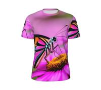 JGHHOUN Floral with Butterfly Print Men Short-Sleeved T-Shirt Breathable Lightweight Summer Fashion Gym Workout Casual Wear Black