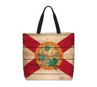 JGHHOUN Florida Flag Wood Grain Print Large Capacity Bag Shoulder Tote Lightweight Shopping Everyday Travel Beach Work