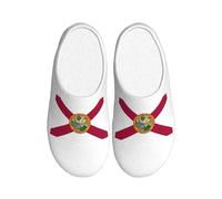 JGHHOUN Florida State Flag Print Flannel Slippers Anti-Pilling Indoor Outdoor TPR Non-Slip Sole Soft Home Footwearish