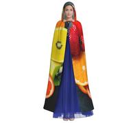 JGHHOUN Fruit Rainbow Print Hooded Cloak Cape For Adults Costume Accessory Carnival Cosplay Vampire Theme Party