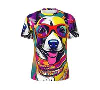JGHHOUN Funny Dog Print Men Short-Sleeved T-Shirt Breathable Lightweight Summer Fashion Gym Workout Casual Wear Black