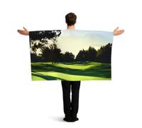 JGHHOUN Golf Course Print Patriotic Flag With Sleeves Cape Themed Costume Accessory Celebration Sport Games