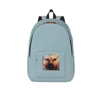 JGHHOUN Highland Cow Print Stylish Backpack Unisex Double Shoulder Bag For Travel Work Outdoor Adventures