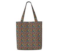 JGHHOUN Hippie Pattern Print Canvas Shoulder Bag Large Capacity Reusable Foldable Tote Shopping Beach Travel
