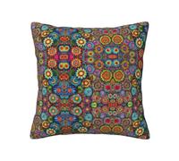 JGHHOUN Hippie Pattern Print Throw Pillow Covers Square Pillowcases Couch Sofa Bedroom Offices Living Room Decor