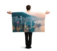 JGHHOUN Hong Kong Print Patriotic Flag With Sleeves Cape Themed Costume Accessory Celebration Sport Games