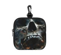 JGHHOUN Horror Ghost Skull Print Women Men Square Storage Bag Waterproof Travel Toiletry Cosmetic Organizer Pouch
