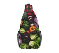 JGHHOUN Introduction of various vegetables Print Cross Bag Shoulder Diagonally Sling Crossbody Backpack Men Women Hiking Daily Use