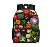 JGHHOUN Introduction Of Various Vegetables Print Double Shoulder Backpack Lightweight Unisex Bag Travel Rucksack Outdoor Camping