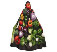 JGHHOUN Introduction Of Various Vegetables Print Hooded Cloak Cape For Adults Costume Accessory Carnival Cosplay Vampire Theme Party