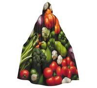 JGHHOUN Introduction Of Various Vegetables Print Hooded Cloak Cape For Adults Costume Accessory Carnival Cosplay Vampire Theme Party