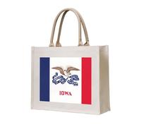 JGHHOUN Iowa State Flag Print Women Men Tote Bag Reusable Shopping Beach Travel Canvas Lightweight Everyday
