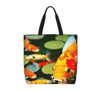 JGHHOUN Japanese Pretty Koi Fish Print Large Capacity Bag Shoulder Tote Lightweight Shopping Everyday Travel Beach Work