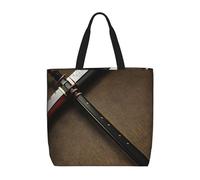 JGHHOUN Japanese Samurai Sword Print Large Capacity Bag Shoulder Tote Lightweight Shopping Everyday Travel Beach Work
