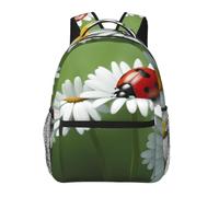 JGHHOUN Ladybug On Daisy Flower Print Versatile Leisure Lightweight Backpack For Travel Work Outdoor Use Commuting Work