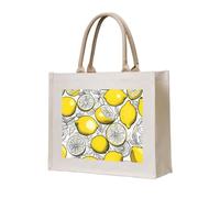 JGHHOUN Lemon Fruit Pattern Print Women Men Tote Bag Reusable Shopping Beach Travel Canvas Lightweight Everyday