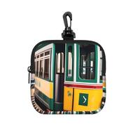 JGHHOUN Lisbon Tram Pattern Print Women Men Square Storage Bag Waterproof Travel Toiletry Cosmetic Organizer Pouch