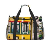 JGHHOUN Lisbon Tram Print Versatile Hand Bag Lightweight Tote Foldable Travel Shoulder Bags Camping Fishing