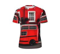 JGHHOUN London Street Print Men Short-Sleeved T-Shirt Breathable Lightweight Summer Fashion Gym Workout Casual Wear Black