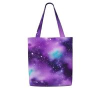 JGHHOUN Magic Galaxy Sky Purple Print Canvas Shoulder Bag Large Capacity Reusable Foldable Tote Shopping Beach Travel