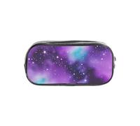 JGHHOUN Magic Galaxy Sky Purple Print Transparent Stationery Organizer Clear Pencil Case Office Pencil Pouch Supplies