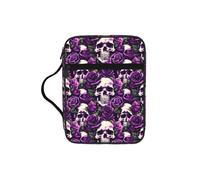 JGHHOUN Many Purple Rose Skull Print Versatile Bible Storage Bag Scripture Organizer Christian Gift Church Accessory