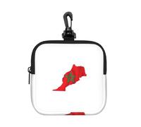 JGHHOUN Morocco Flag Map Print Women Men Square Storage Bag Waterproof Travel Toiletry Cosmetic Organizer Pouch
