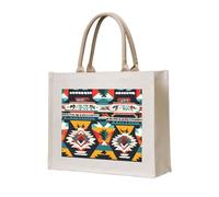JGHHOUN Native American Pattern Print Women Men Tote Bag Reusable Shopping Beach Travel Canvas Lightweight Everyday