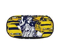 JGHHOUN New York City Print Pencil Case Spacious Pen Pouch Zipper High Capacity Makeup Tools Office Supplies