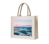 JGHHOUN Ocean Waves Print Women Men Tote Bag Reusable Shopping Beach Travel Canvas Lightweight Everyday