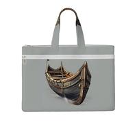 JGHHOUN Old Viking Boats Print Lightweight Foldable Canvas Tote File Bag For Documents Office Supplies Work Travel