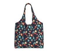 JGHHOUN Outer Space Planet Print Extra-Large Canvas Tote Bag Unisex Lightweight Eco-Friendly Shopping Daily Use Gym