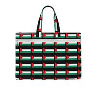 JGHHOUN Palestine Flag Print Lightweight Foldable Canvas Tote File Bag For Documents Office Supplies Work Travel