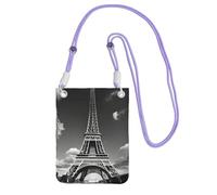 JGHHOUN Paris Eiffel Tower and Cloud Print Fashion Slim Crossbody Phone Bag Lightweight Waterproof Mobile Cell Pouch Daily Use