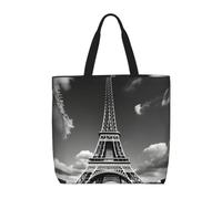 JGHHOUN Paris Eiffel Tower And Cloud Print Large Capacity Bag Shoulder Tote Lightweight Shopping Everyday Travel Beach Work