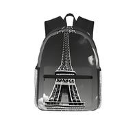 JGHHOUN Paris Eiffel Tower And Cloud Print Lightweight Casual Comfort Backpack Unisex Water-Resistant Daily Travel Commuting
