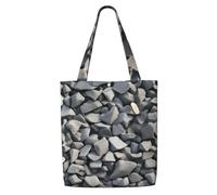 JGHHOUN Pebble Stone Pattern Print Canvas Shoulder Bag Large Capacity Reusable Foldable Tote Shopping Beach Travel