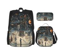 JGHHOUN Physics Print Print Teenagers Set 3 In 1 Bookbags Lightweight Adjustable Shoulder Strap School Trips