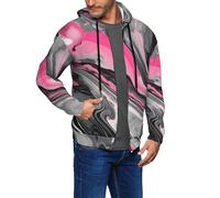 JGHHOUN Pink Abstract Marble Gray Artistic Print Men'S Hooded Sweatshirt Pullover Jacket Warm Home Casual Outdoor Walking Travel