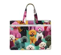 JGHHOUN Poodles Dogs Print Lightweight Foldable Canvas Tote File Bag For Documents Office Supplies Work Travel