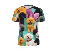 JGHHOUN Poodles Dogs Print Men Short-Sleeved T-Shirt Breathable Lightweight Summer Fashion Gym Workout Casual Wear Black