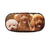 JGHHOUN Poodles Dogs Print Pencil Case Spacious Pen Pouch Zipper High Capacity Makeup Tools Office Supplies