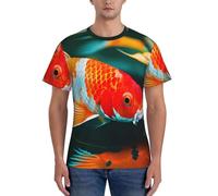 JGHHOUN Pretty Koi Fish Print Casual Summer Breathable Gym Shirts Men Workout Breathability Intense Activities Black