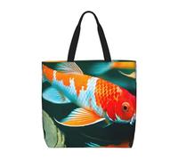 JGHHOUN Pretty Koi Fish Print Large Capacity Bag Shoulder Tote Lightweight Shopping Everyday Travel Beach Work