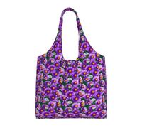 JGHHOUN Purple Daisy Print Extra-Large Canvas Tote Bag Unisex Lightweight Eco-Friendly Shopping Daily Use Gym