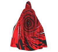 JGHHOUN Red Flower Vortex Spiral Print Hooded Cloak Carnival Cosplay Cape Robe For Festivals Themed Parties Wedding Events