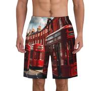 JGHHOUN Red London Street Print Mens Shorts Quick Dry Athletic Summer Swimwear Beach Pool Lightweight Breathable