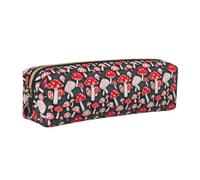 JGHHOUN Red White Mushroom Print Unisex Pencil Case Pouch Office Travel Daily Backpacks Stationery Organizer