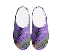 JGHHOUN Romantic Lavender Print Flannel Slippers Anti-Pilling Indoor Outdoor TPR Non-Slip Sole Soft Home Footwearish